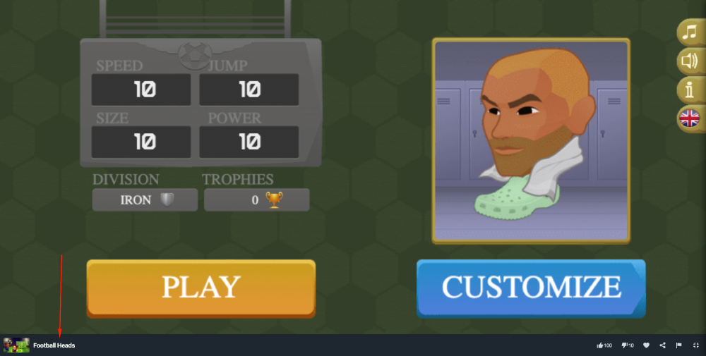 Football Heads start screen