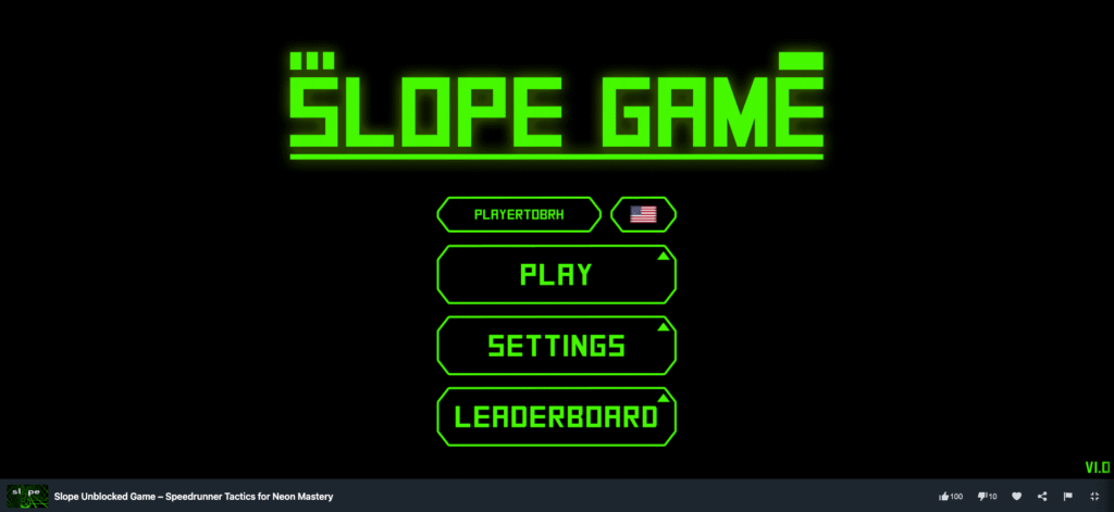 Slope Unblocked Game Start Screen