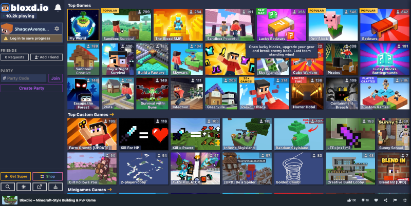 Bloxd IO unblocked game screen start