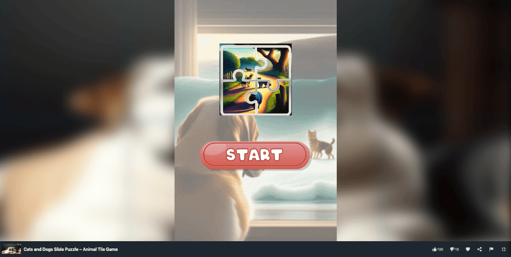 Cats and Dogs Slide Puzzle Start Screen