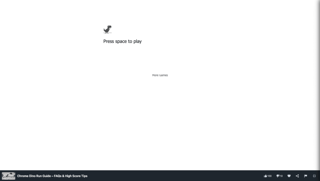 Chrome Dino Run Start screen