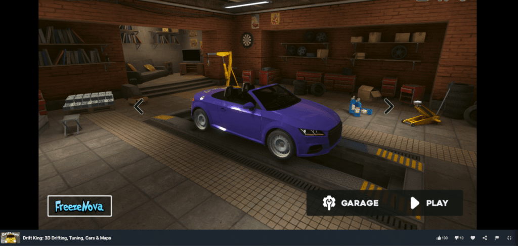 Drift King Start screen on MiniWebGames