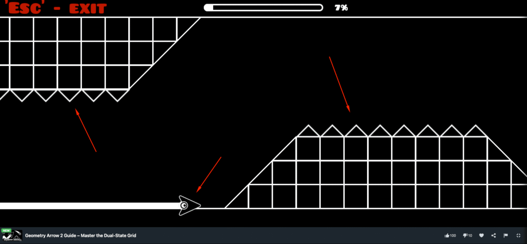 Geometry Arrow 2 Start game play screenshot on MiniWebGames