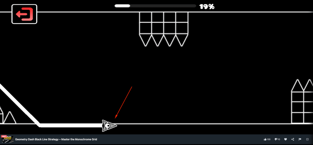 Geometry Dash Black Line game play on MiniWebGames