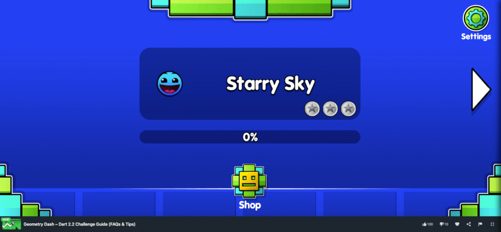 Geometry Dash - Dart 2.2 Challenge Start screen