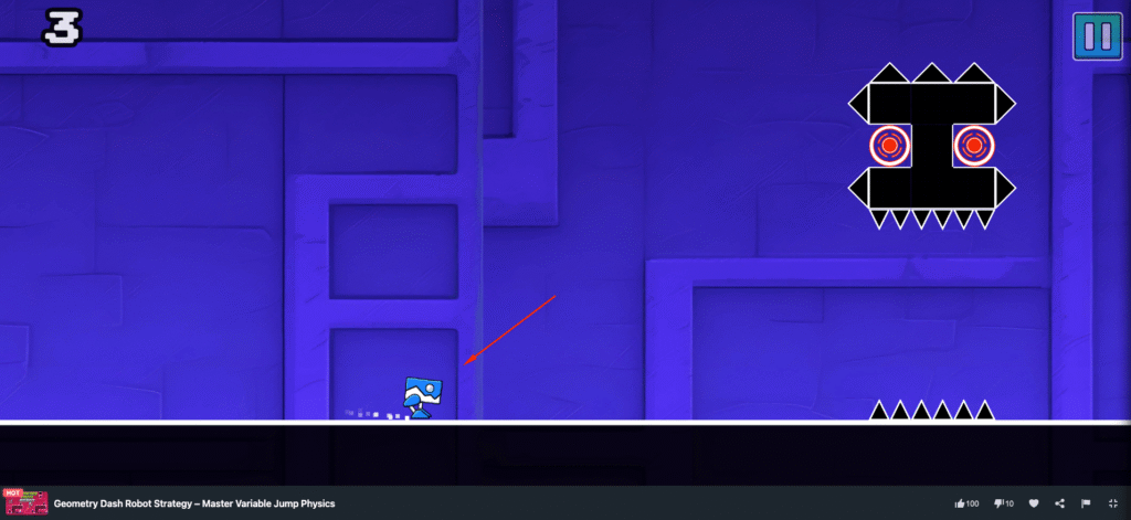 Geometry Dash Robot game playing on MiniWebGames