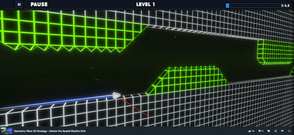 Geometry 3D game play on MiniWebGames