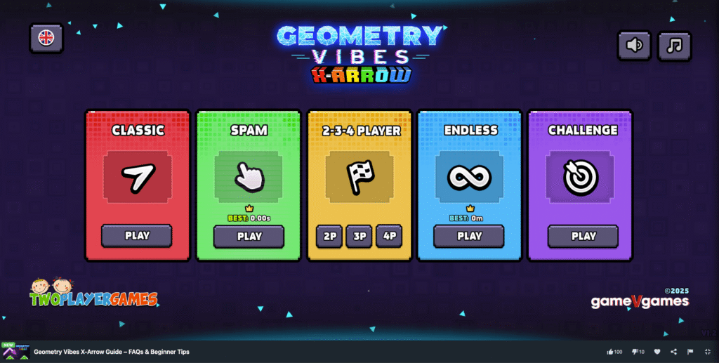 Geometry Vibes X-Arrow start screen
