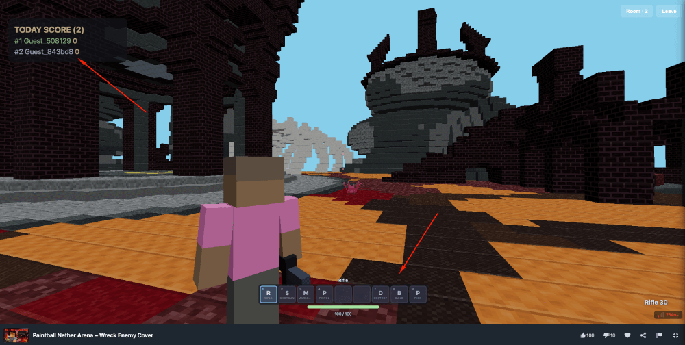 Paintball Nether Arena game play on MiniWebGames