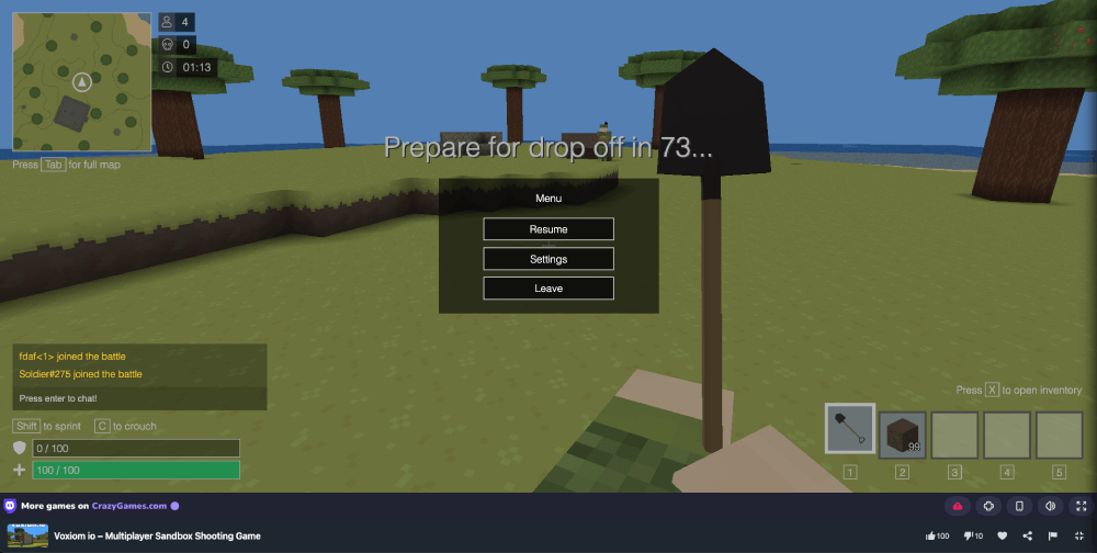 Voxiom io unblocked game play on MiniWebGames