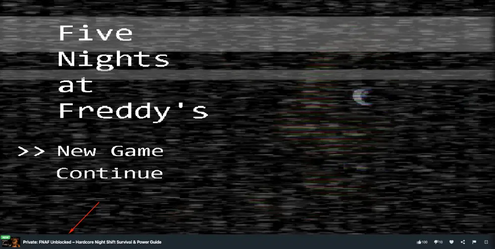 FNAF Unblocked start screen
