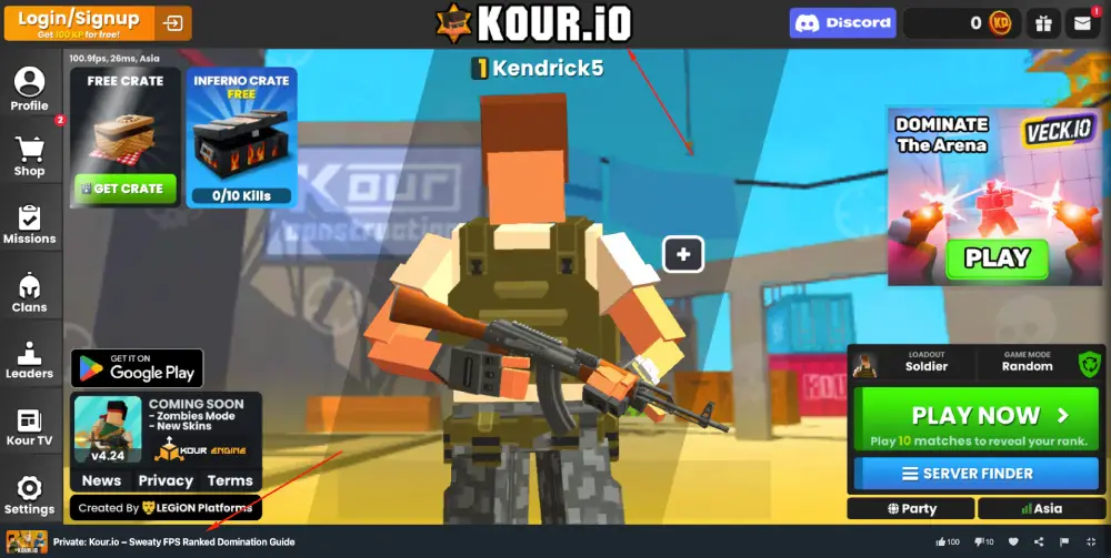 Kour.io game start