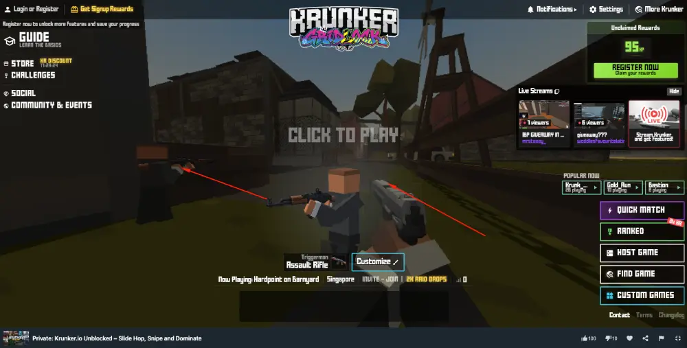 Krunker.io game play on MiniWebGames