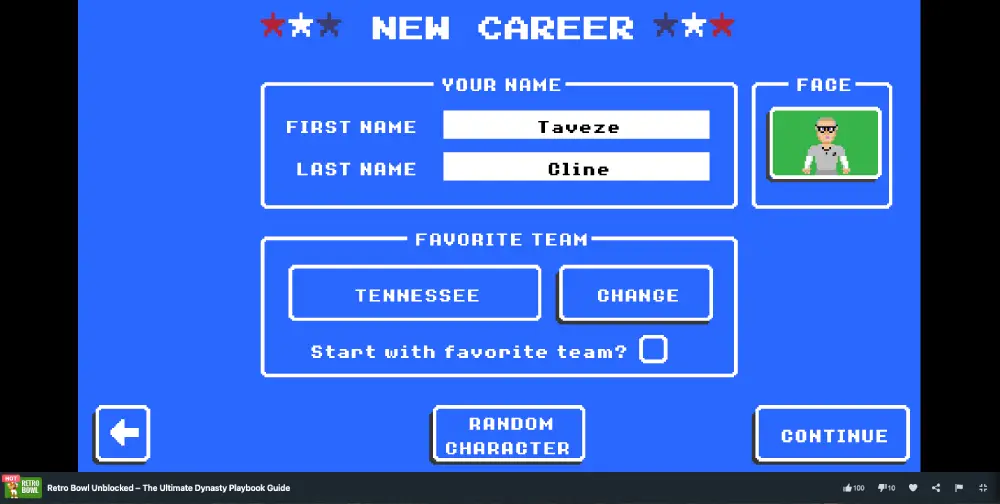 Retro Bowl Unblocked start screen