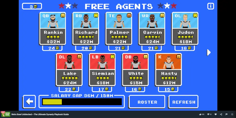 Retro Bowl Unblocked game play on MiniWebGames